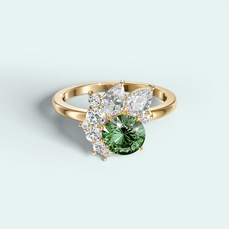 The Estrella Ring - Diamonds + Emerald