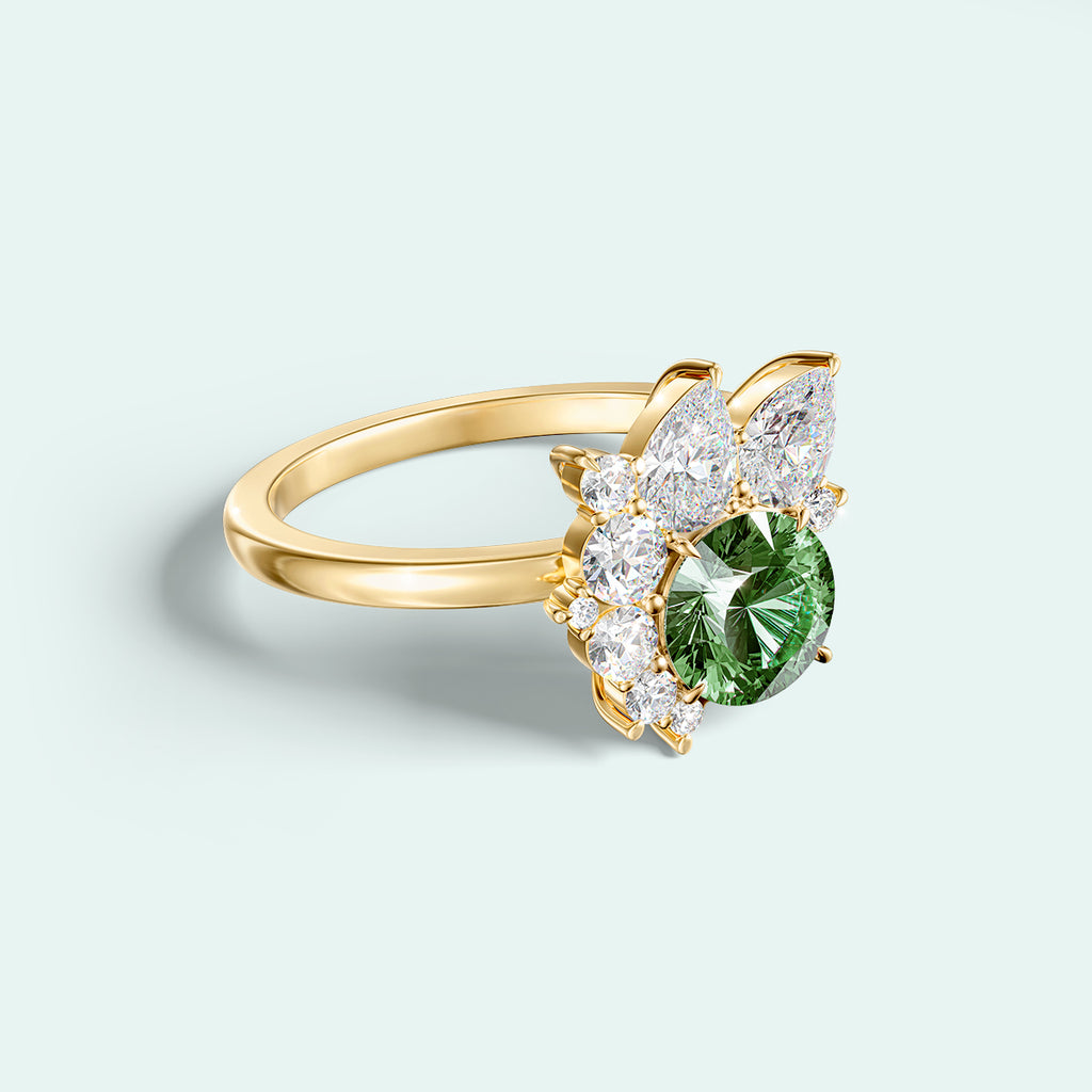 The Estrella Ring - Diamonds + Emerald
