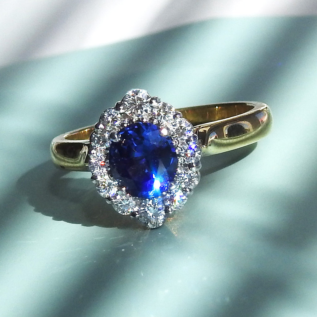 Blue Sapphire & Diamond Ring