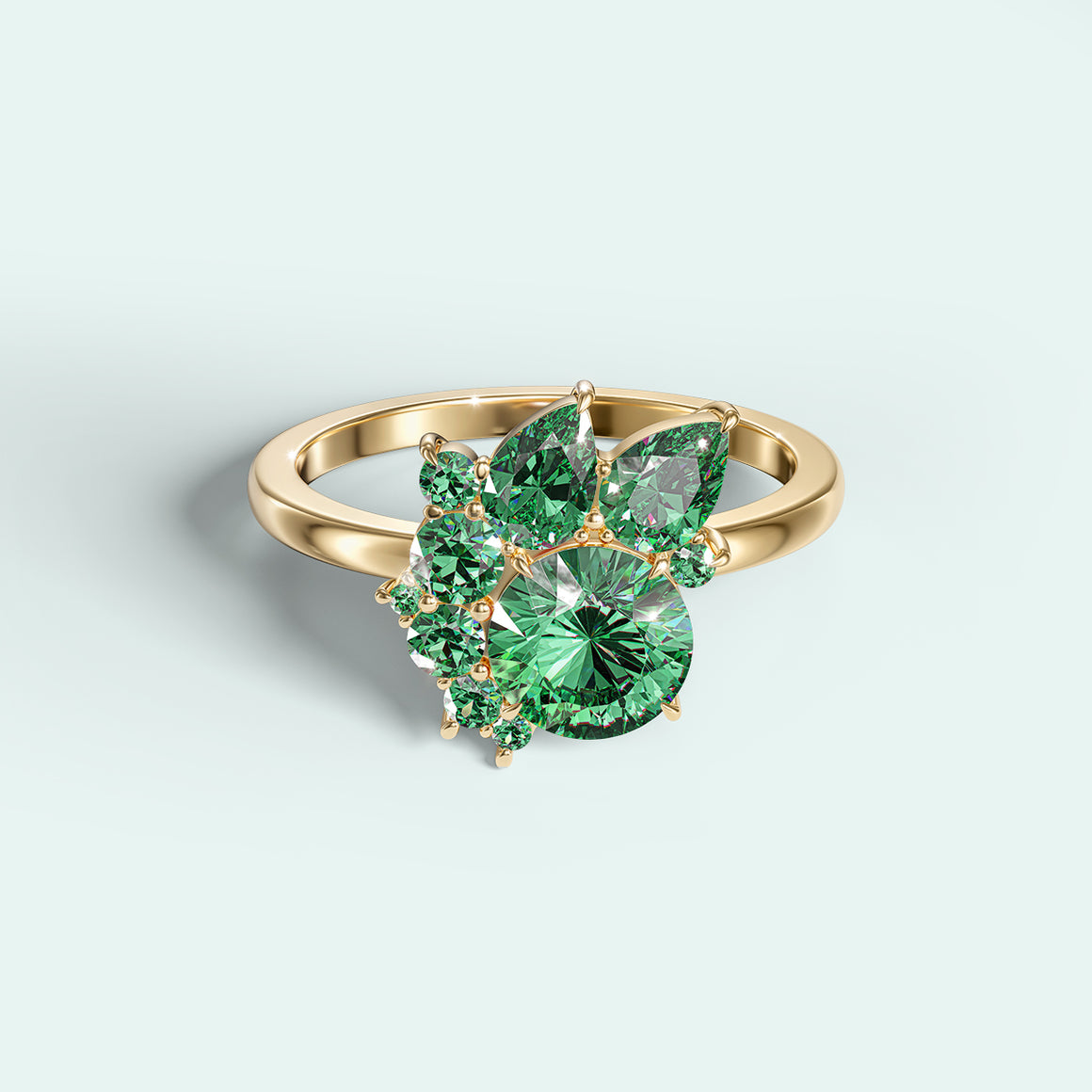 The Estrella Ring - Green Sapphires