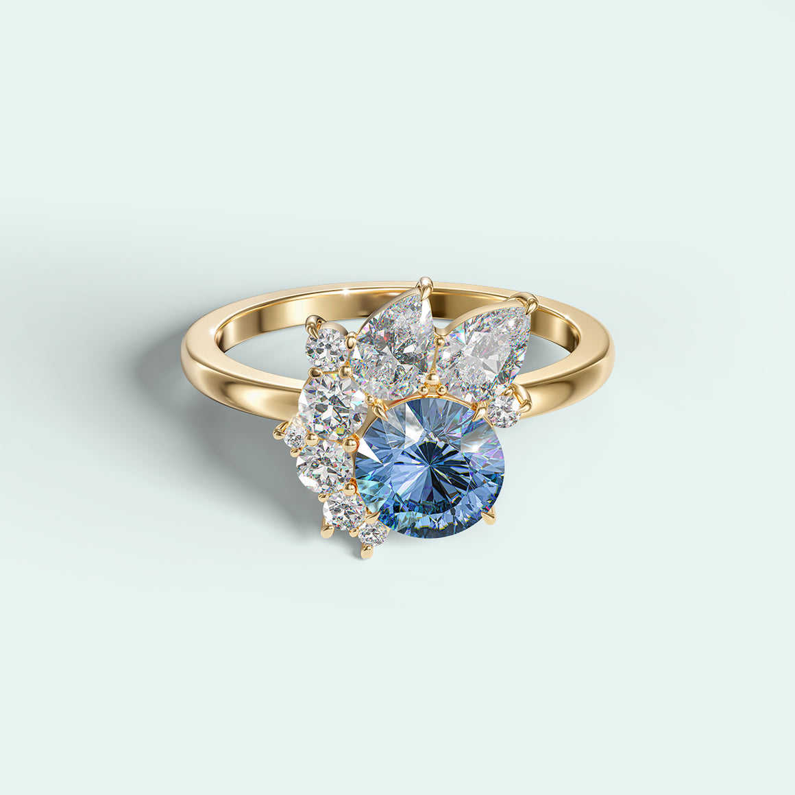 The Estrella Ring - Diamonds + Sapphire