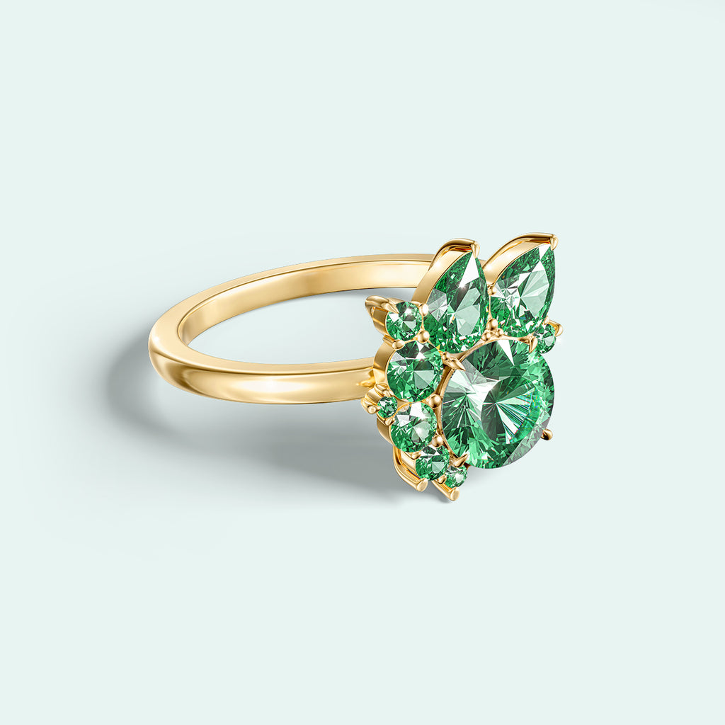 The Estrella Ring - Green Sapphires